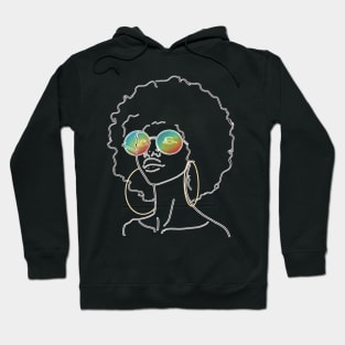 african american queen with colorful glasses portrait girl Hoodie